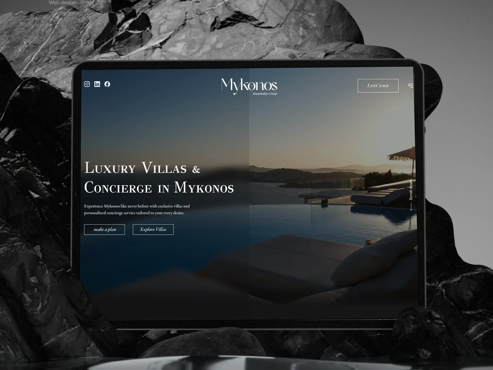 Mykonos Hospitality: luxury villa rental website design by Mohamed Amin