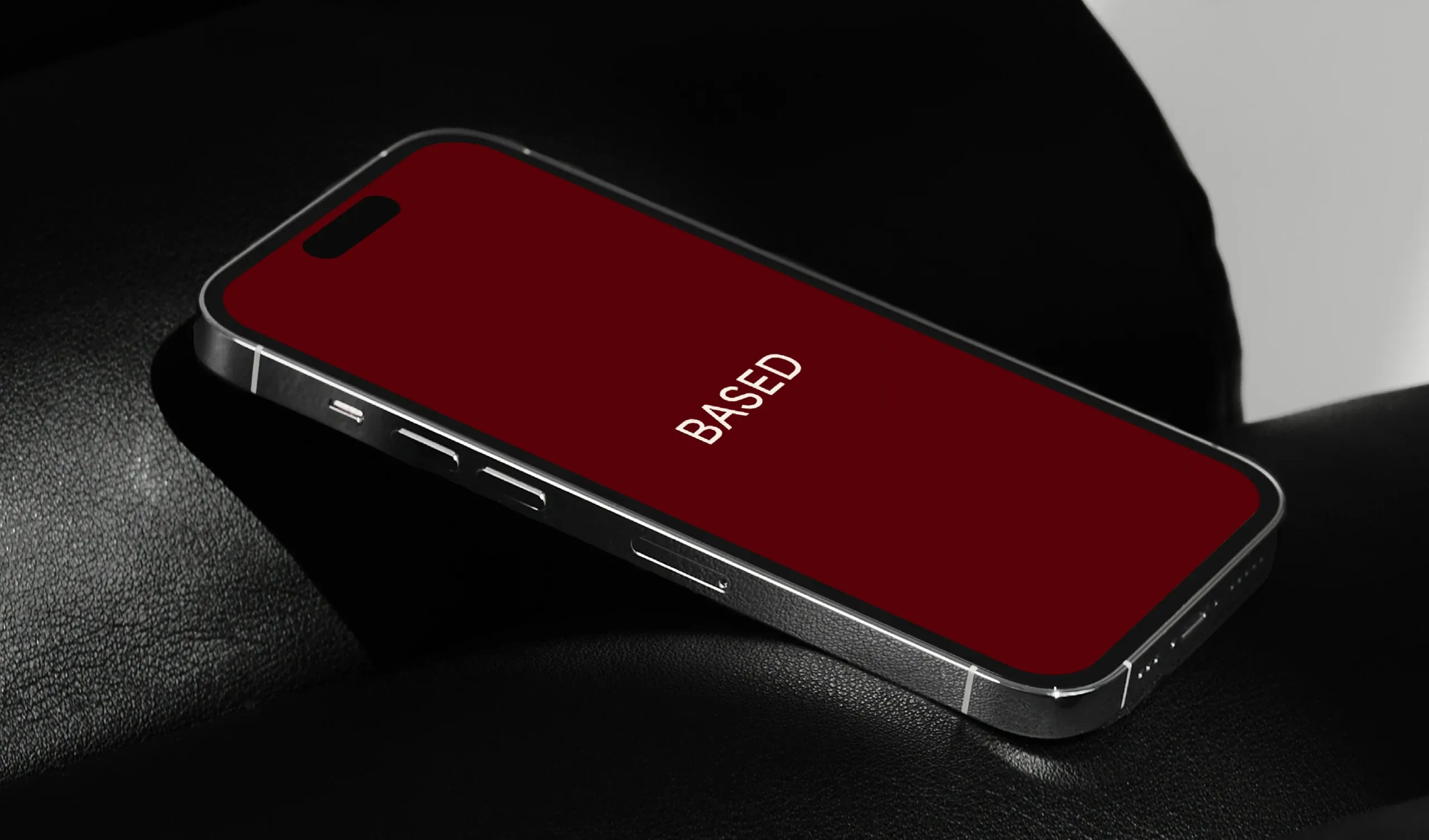 BASED creative studio website splash screen on a phone