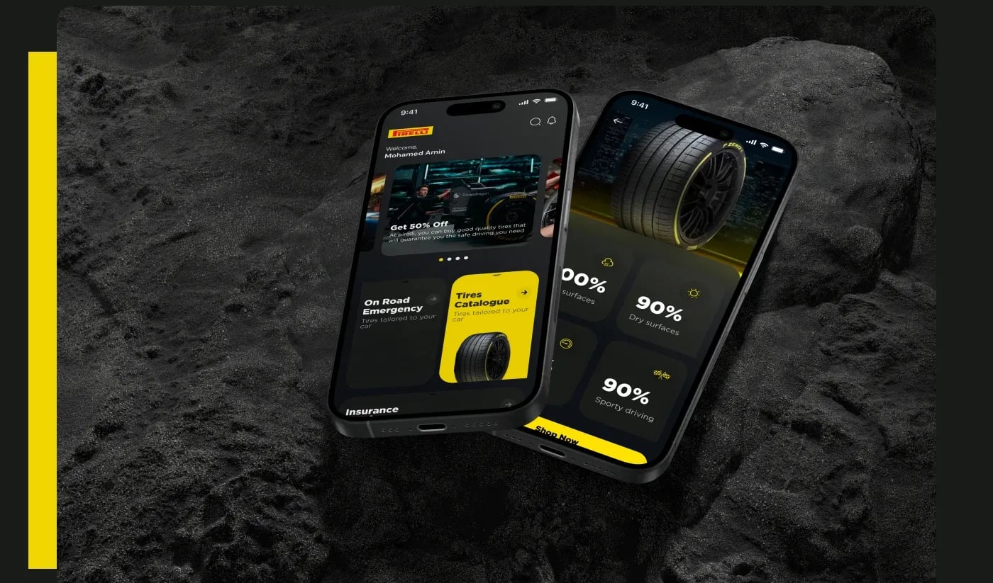 Pirelli App e-commerce mobile app UI/UX design: what i had to work with