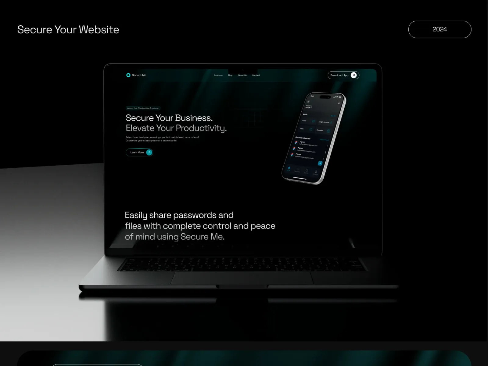 Secure Me: password manager website design by Mohamed Amin