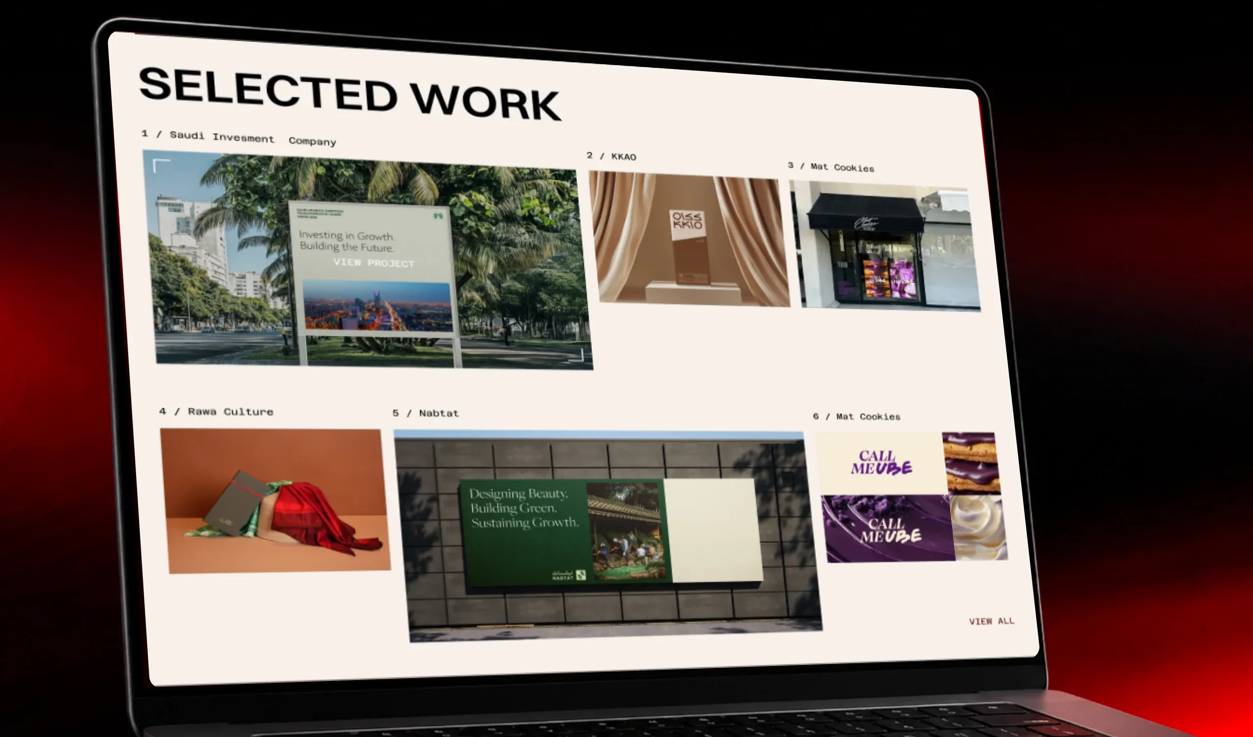 BASED Studio creative agency website design: the work comes first