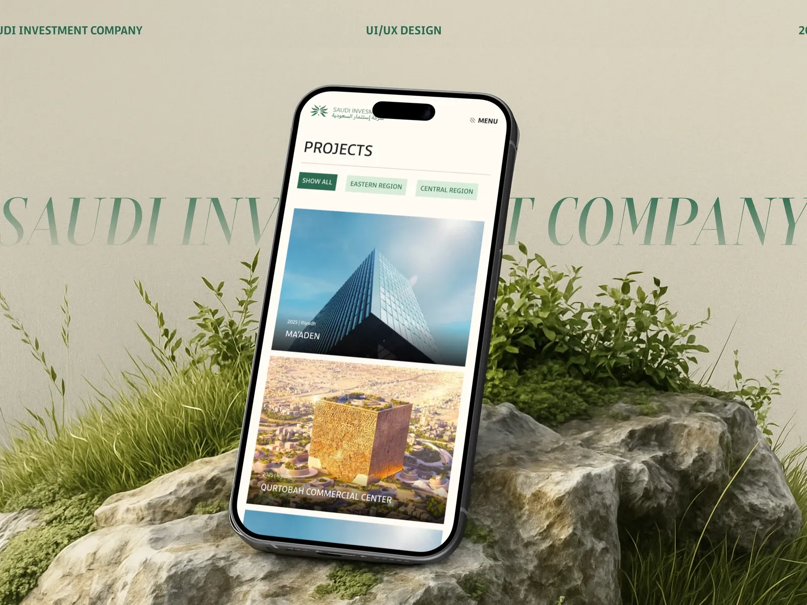 Saudi Investment Company: commercial real estate website design by Mohamed Amin