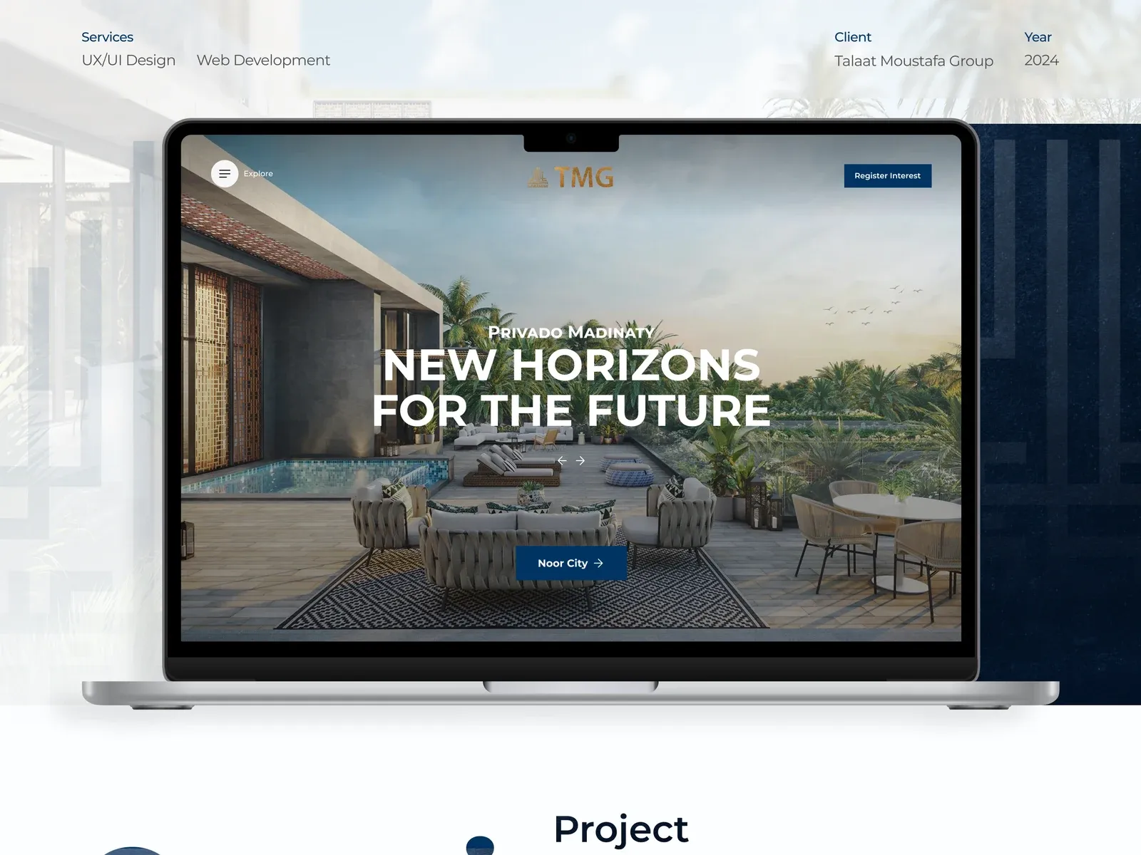 TMG – Talaat Moustafa Group: real estate developer website UI/UX design by Mohamed Amin